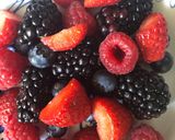 A picture of step 2 of Berries with tahini sauce.
