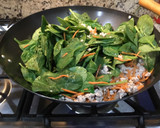 A picture of step 2 of Ground Pork Stir Fry With Spinach and Carrot.