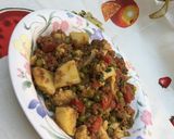 A picture of step 6 of Qeema with mix veg.