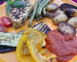 A picture of step 5 of Grilled veg and tuna steak.