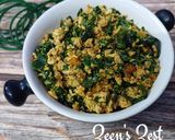 A picture of step 3 of Anda Bhurji with Fresh Drumstick Leaves.