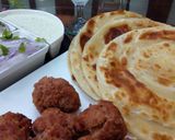 A picture of step 7 of Gola kabab & lachcha Paratha with cold drink.