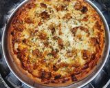 A picture of step 14 of Chicken Pizza without oven.
