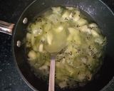 A picture of step 1 of Kiwi pomegranate milk pudding.