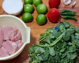 A picture of step 1 of Pork with Purslane in Mixed Salsa.