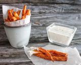 Sült édesburgonya chilis feta krémmel recept fázis 2 fotója