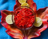 A picture of step 3 of Kolhapuri Red Thecha.