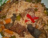 A picture of step 9 of #Jollof rice contest#.