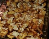 Foto del paso 6 de la receta Patatas especiadas al horno con huevo y virutas de jamón