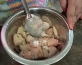 A picture of step 1 of Raw banana, potato mashed with salt and ghee.