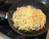 A picture of step 1 of Spaghetti Carbonara Frittata.