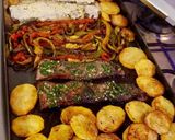 Foto del paso 13 de la receta: Entraña confitada con guarnición de papas, cebolla y morrón