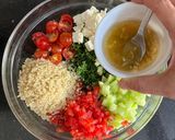 A picture of step 2 of Vegan Tabbouleh Salad with feta cheese.
