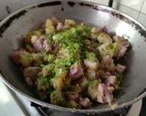 A picture of step 4 of Sago and mix tuberfruits potato sweet potato and purpls yam.