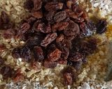 A picture of step 2 of Rhubarb and raisin oat slices.