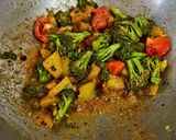 A picture of step 4 of Broccoli Potato Matar ki Sabji.