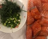 Hình bước làm 1 của món Canh chua cá hồi tại Nhật