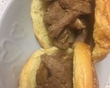 A picture of step 3 of Garlic Fried Lamb and an Advacado garlic sauce salad.