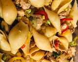 A picture of step 5 of Chicken and vegetable pasta.