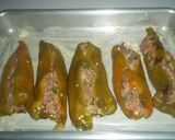 A picture of step 8 of Long Green Peppers Stuffed with Meat and Sauce.