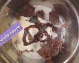 A picture of step 2 of Red velvet chocolate Cake shake.