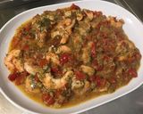 Une image de l'étape 16 de Crevettes aux poivrons rouges,rhubarbe et aneth.