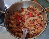 A picture of step 6 of Bread Upma with beetroot & sesame seeds.