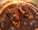 A picture of step 6 of Chicken Marsala.