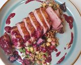 A picture of step 4 of Giant cous cous, chickpeas, blackberry and feta salad.