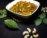 A picture of step 5 of Kaju Karela Sabji.