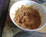 A picture of step 2 of Besan ladoo in microwave.