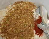 A picture of step 1 of Linseed & crunchy nut Cornflakes deep fried Chicken. 😀.