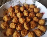 A picture of step 3 of Moong daal Mangochian (fried lentils balls in curry).