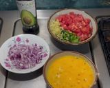 A picture of step 2 of Mexican Sunrise: Eggs with Serrano Pepper, Red Onion, and Tomato.