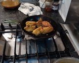 A picture of step 4 of Indian channa daal fritter, paratha panzanella.