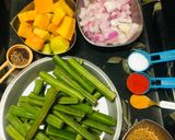 A picture of step 1 of Drumsticks pumpkin sweet sour curry.