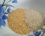 A picture of step 1 of Geda khichdi.