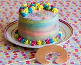 Foto del paso 9 de la receta Tarta de plátano y buttercream de chocolate blanco (efecto pinceladas)