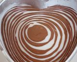 A picture of step 8 of Valentine's special Vanilla Chocolate Heart Cake / Zebra cake / Eggless cake.