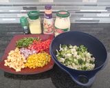 A picture of step 1 of Cauliflower & broccoli salad.