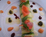 Foto del paso 4 de la receta: Canelón de calabacín relleno de mousse de queso con nueces, salmón y anchoas