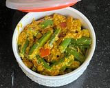 A picture of step 3 of Aachari Bhindi / Okra.