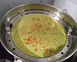 A picture of step 3 of Hariyali dhokla.