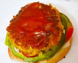 A picture of step 4 of Soya patty burger....full of protein.