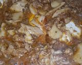 A picture of step 4 of Qeema masala Pasta.