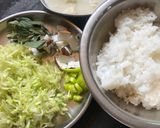 A picture of step 1 of Leftover rice and Lauki Raita.