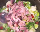 A picture of step 4 of Boiled Vegetables... Corn, Leek, and Bacon Pie.