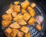 A picture of step 3 of Sumac air-fried sweet potatoes.