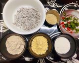 A picture of step 1 of Fibre Rich Coconut Fritters or Narkoler Bora.