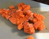 A picture of step 4 of Chirashi zushi (beautifully scattered sushi).